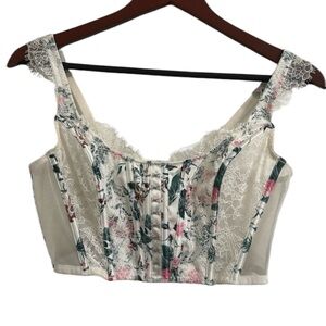 VS dream angel unlined hook & eye Corset bra top NEW white floral sz L